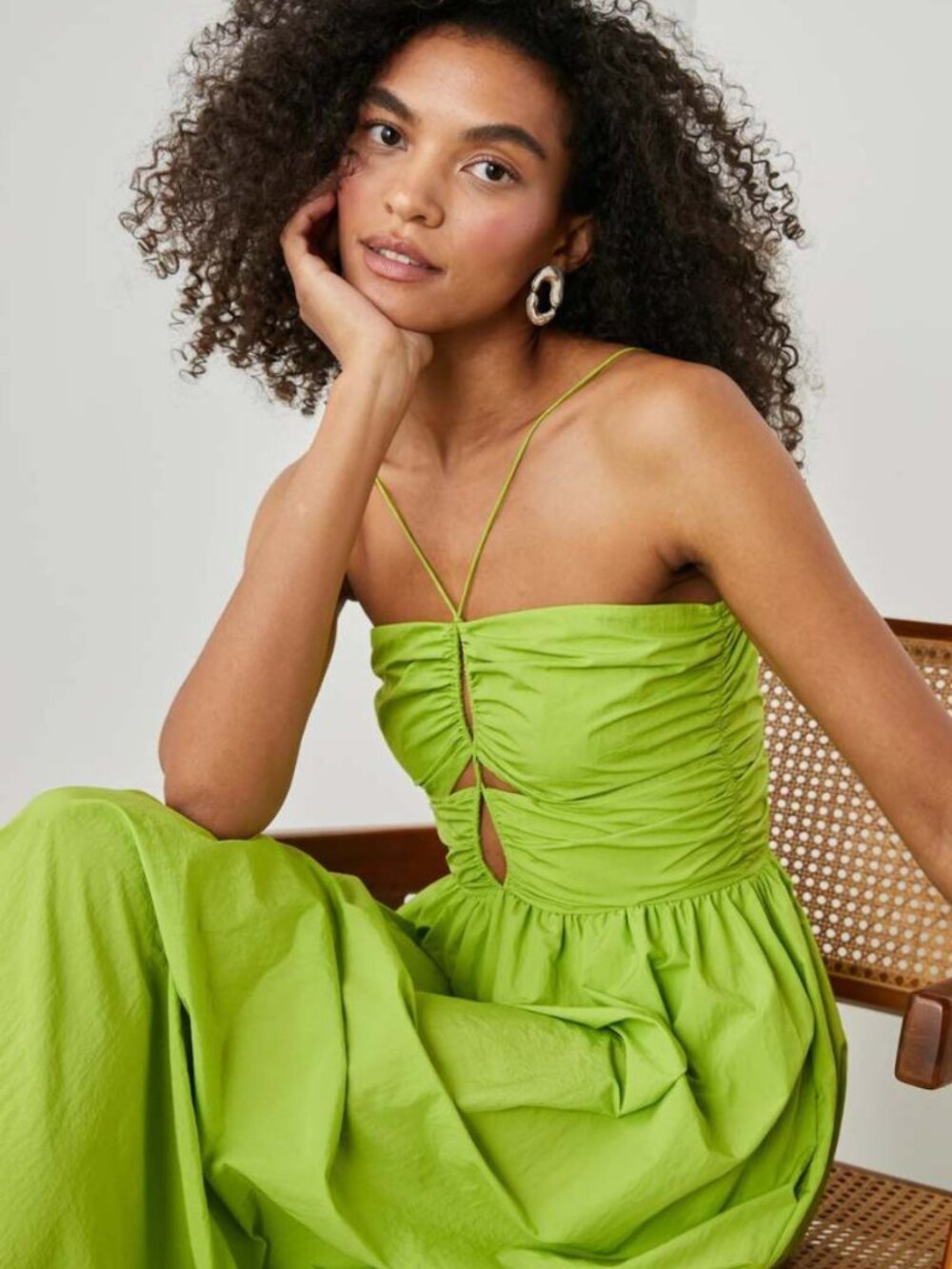 Rails Silvia Midi Dress Banana Leaf NWT Small Cutout Resort Vacation - Picture 8 of 11